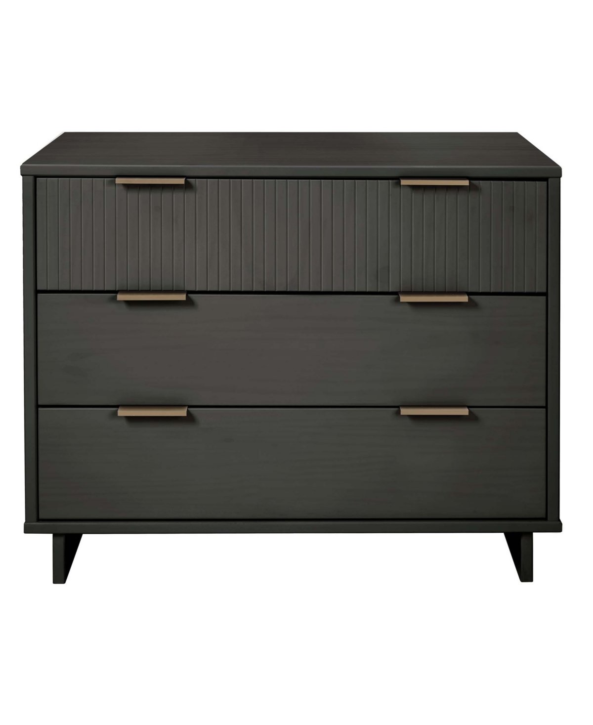 Manhattan Comfort Granville 38" Solid Wood 3-drawer Dresser In Gray
