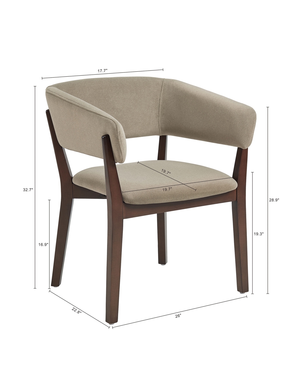 Manhattan Comfort Blake Faux Mohair Upholstered 26" Beech Wood Dining Armchair