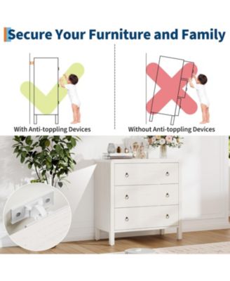 3-Drawer Modern Bedroom Dresser Chest Closet Storage Cabinet Organizer for Bedroom, Living Room, Hallway, Office, White