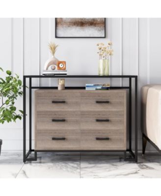 Kitchen Pantry Cabinet with Glass Doors, 6 Drawers, Microwave Rack, Versatile Storage, Mobile Casters, Dining Room Organizer