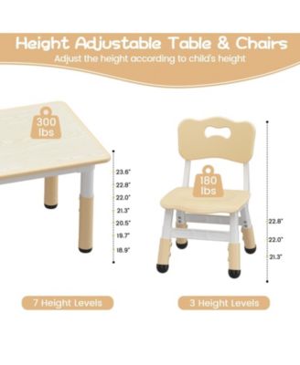 Adjustable Kids Table & 4 Chairs Set, Height Adjustable, Multi-Activity Graffiti Desktop for Ages 2-8, Home, Preschool