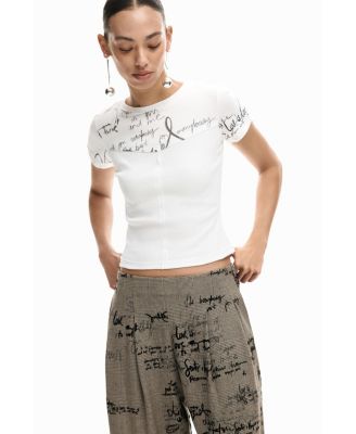 Women's Plaid lettering trousers