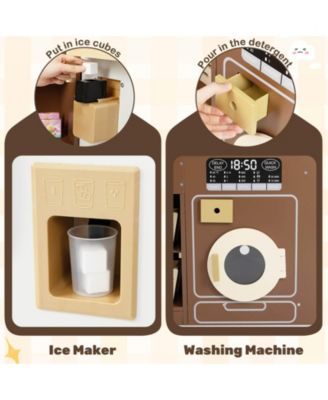 Corner Play Kitchen with Lights & Sounds Wooden Toy Kitchen Set Storage.