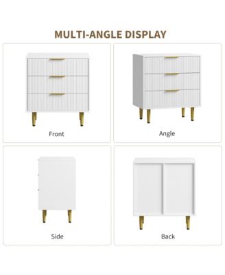 Modern Fluted Drawer Dresser Wood Chest of Drawers with Metal Handles and Legs, Storage Organizer Cabinet