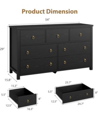 7-Drawer Wooden Chest, 54" Wide, Large Storage for Nursery, Living Room, Hallway, Bedroom