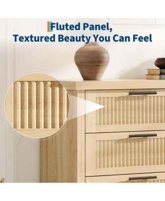 Modern Fluted Dresser Bedroom Chest, Fluted Drawers with Metal Handle, Large Storage Cabinet for Nursery, Living Room