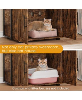 48.5" Tall Cat Litter Box Enclosure, 3 Shelf Stylish Cat House Organizer, Brown, Space-Saving Design