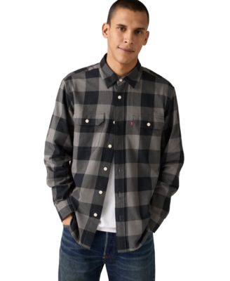Men's Relaxed-Fit Long-Sleeve Button-Front Worker Shirt