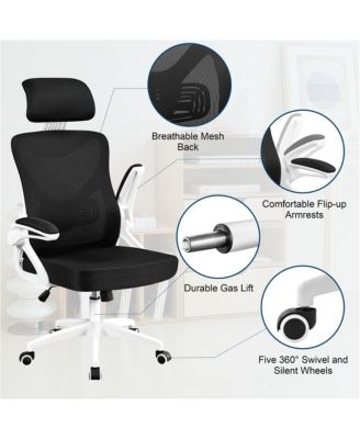 High Back Office Chair with 90° Flip-up Armrest