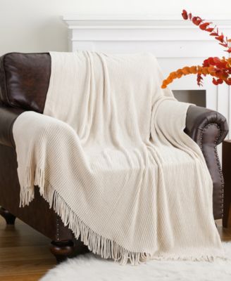 Classic Textured Ribbed Knit Throw, 50" x 60"