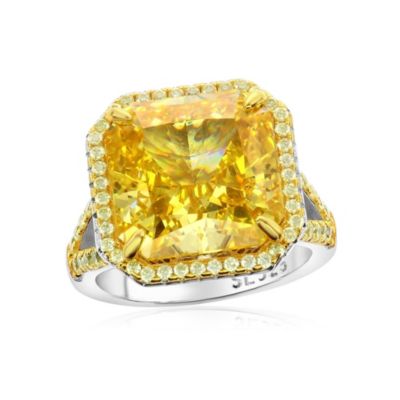 Suzy Levian Gala Collection Sterling Firework Asscher-Cut Cubic Zirconia Pave Cocktail Ring