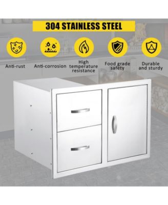 33W x 22H x 22D Inch Outdoor Kitchen Drawer Combo, Paper Towel Rack, Stainless Steel, BBQ Grill Station