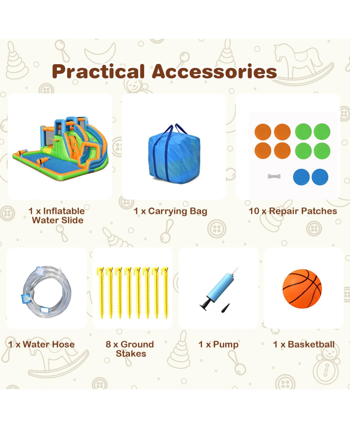 Skonyon Inflatable Water Slide with Dual Climbing Walls and Blower Excluded