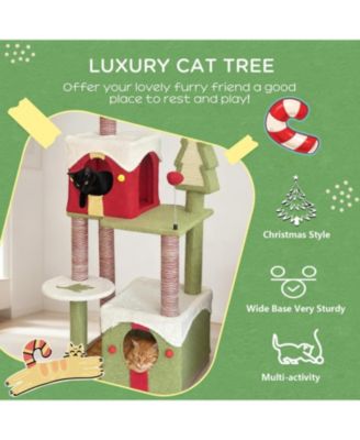 Festive 54" Christmas Cat Tree with Multi-Level Perches, Condos & Scratching Posts