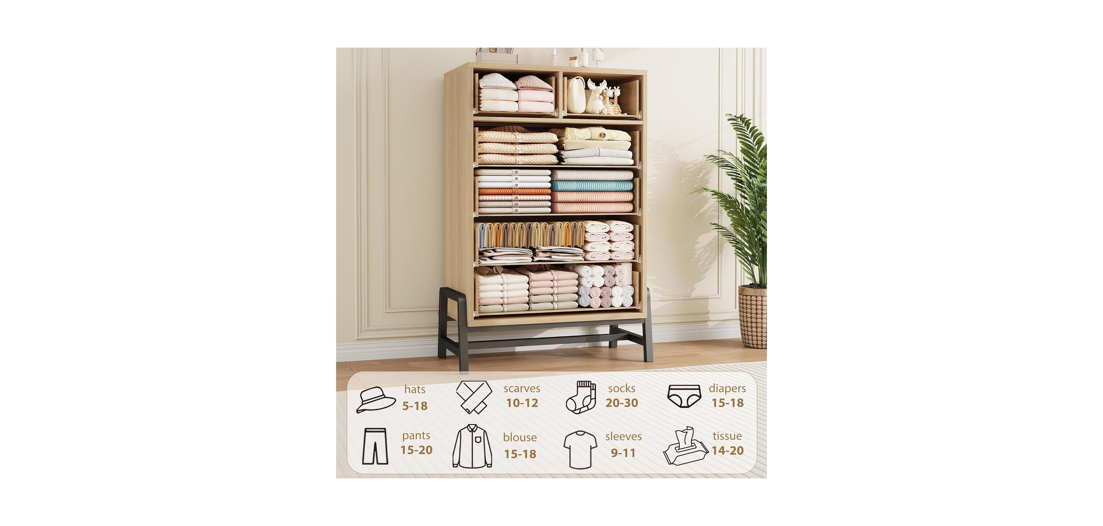 gaomon 4+2 Drawer Engineered Wood Modern Dresser with Chic Legs, Waterproof Top and Anti-Tip Design