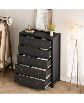 4-Drawer Black Tall Dresser, 37" Chest for Closet, Nightstand, Large Clothes Storage for Bedroom, Home Office