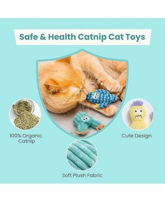 5 Pack Cactus Catnip Toys, 100% Organic Catnip Toys for Indoor Cats, Interactive Plush Chew Fun Without Cotton,