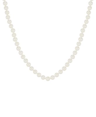 White Cultured Freshwater Pearl (6-7mm) Necklace in 14k Yellow Gold