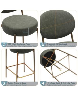 29" Faux Leather Bar Stools - Set of 2