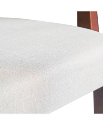  Walnut Dining Chairs Set of 2, Beige Fabric, Padded Armrests