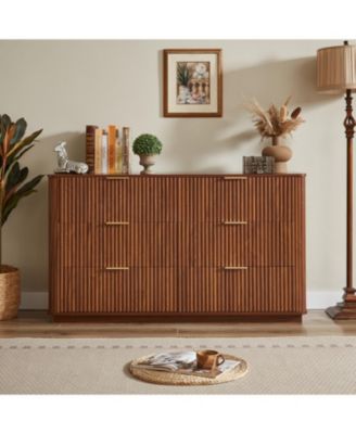 Modern 6-Drawer Dresser, Wide Chest