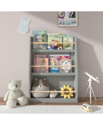 + 3 Tier + Wood (or MDF if applicable) + Gray Finish + Kids Bookshelf