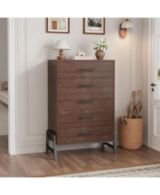 50" Tall 5-Drawer Wooden Freestanding Dresser with Large Storage Space