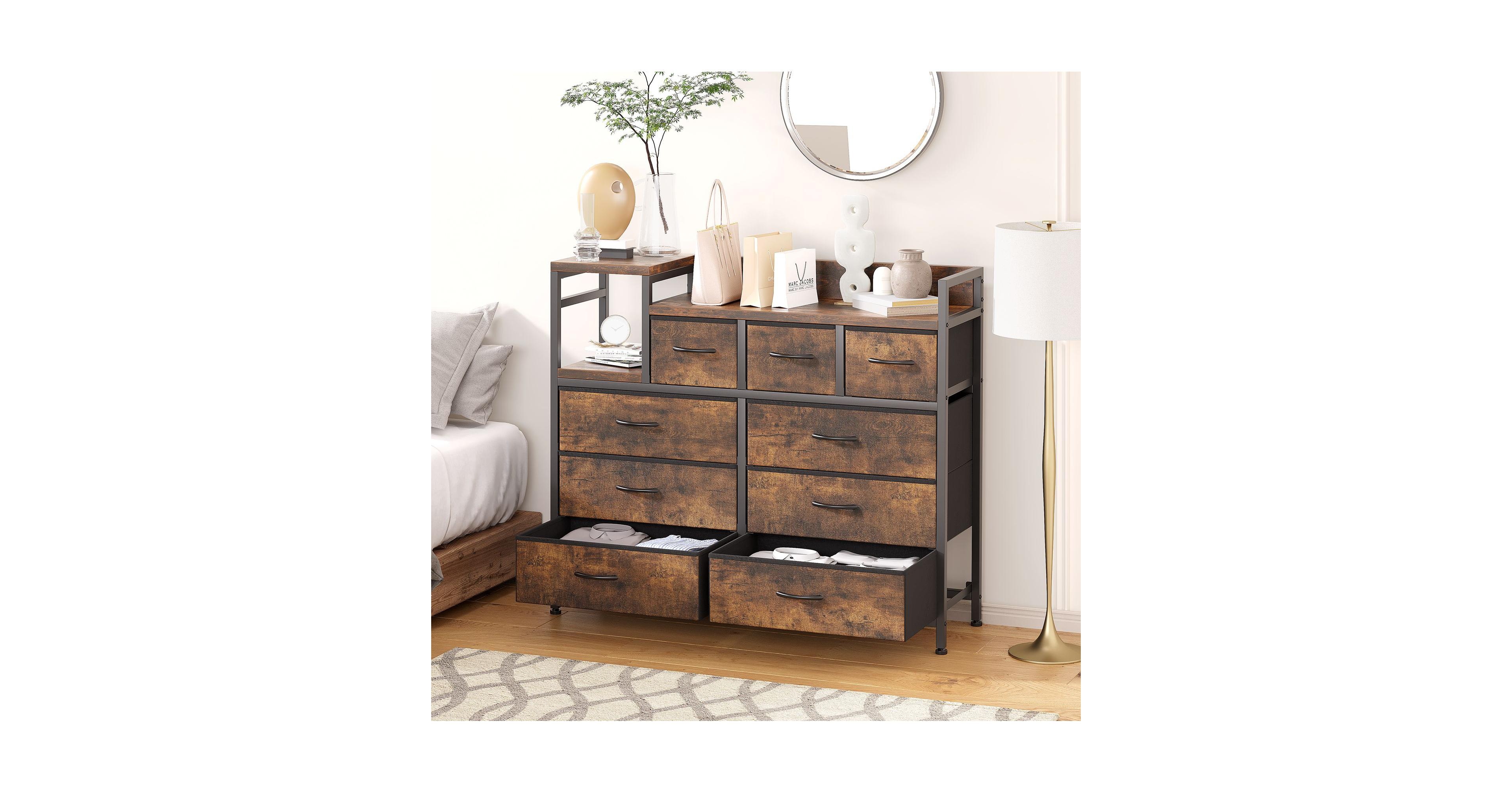 gaomon 9-Drawer Modern Dresser with Charging Station, Heavy-Duty Storage Chest