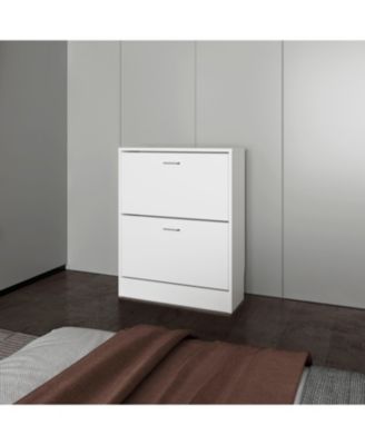 Ozzy Shoe Cabinet, 2 Tilt-Out Doors, Slim Design