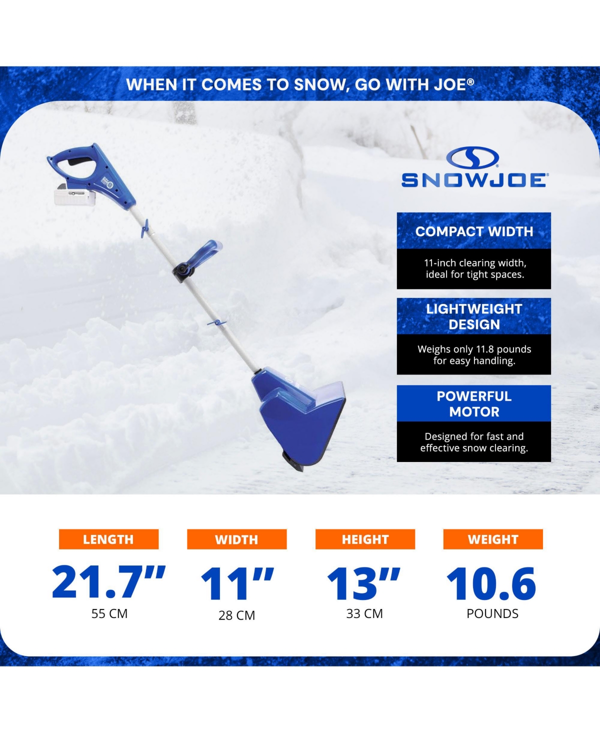 Snow Joe 24V Cordless Snow Shovel Kit for Driveway Winter Snow Removal, 24V-SS11