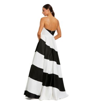 Women's Colorblock Striped Satin Strapless Ballgown