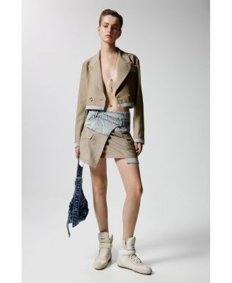 Women's Crop blazer with two materials