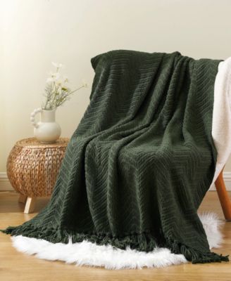 Herringbone Chenille Knit Throw, 50" x 60"
