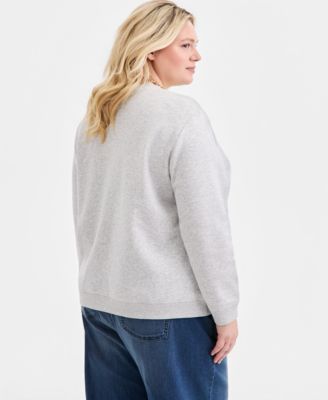 Plus Size Printed Crewneck Fleece Sweatshirt