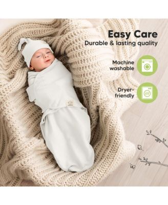 3-Pack Organic Baby Swaddle Sleep Sacks with Knot Hats, Newborn Baby Swaddles Wrap, Ergonomic Wearable Blanket