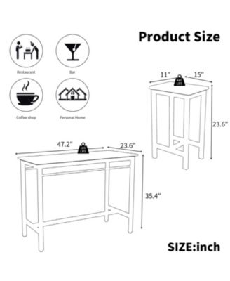 5-Piece White Oak Kitchen Bar Table Set with 4 Stools