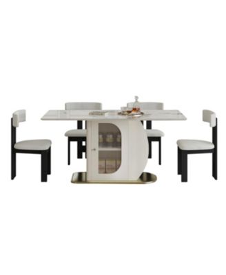Streamdale 63" Modern Dining Table Set w/ Storage, Chairs Included