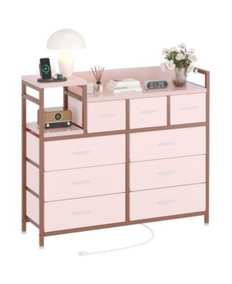 9-Drawer Modern Dresser with Charging Station, Heavy-Duty Storage Chest, Power Cord, Bedroom, Living Room, Entryway