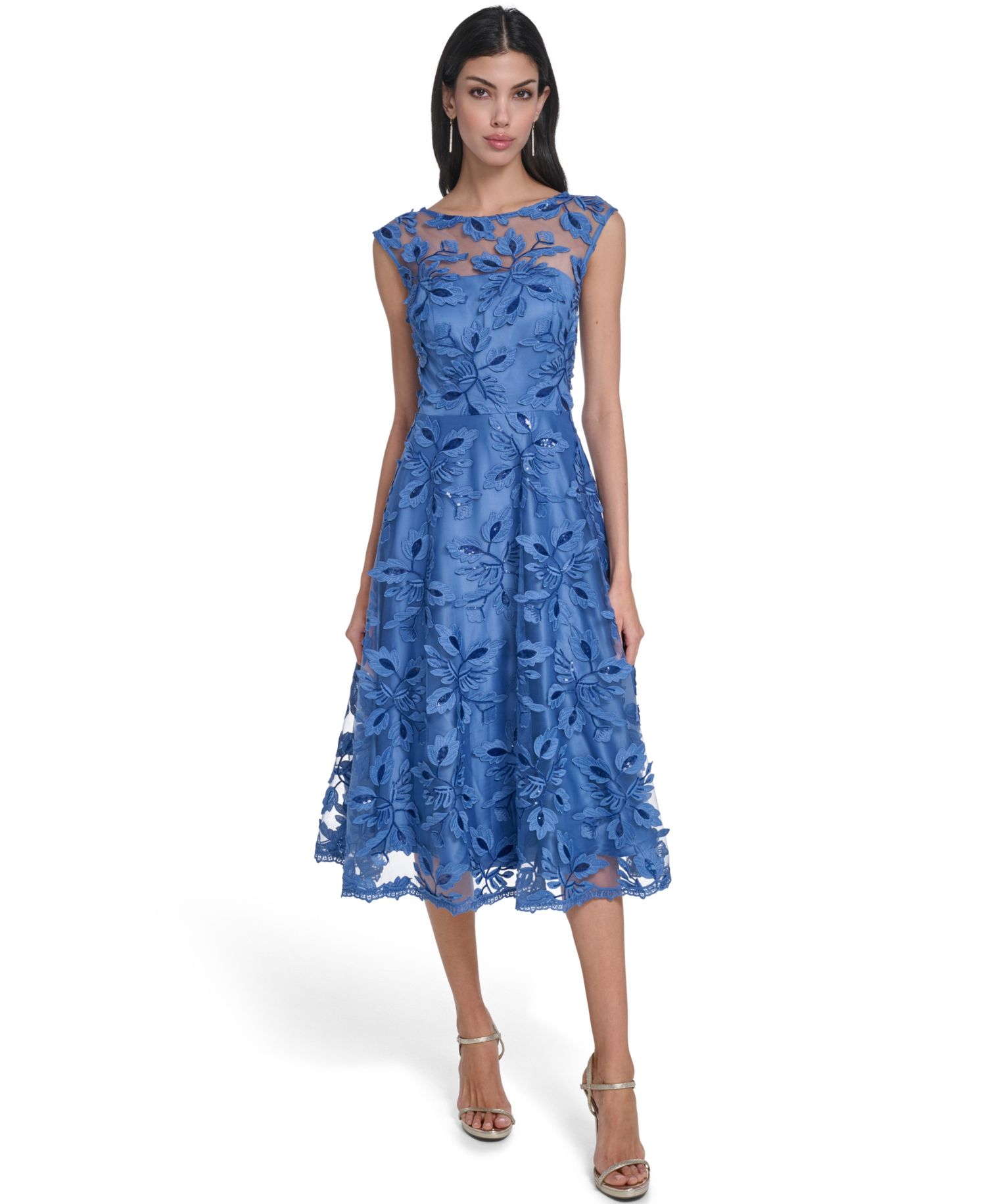 Eliza J - Women's Illusion Boat Neck Hi-Lo Dress