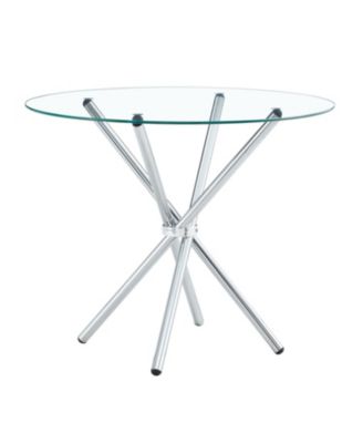 Unique Round Glass Dining Table with Silver Legs