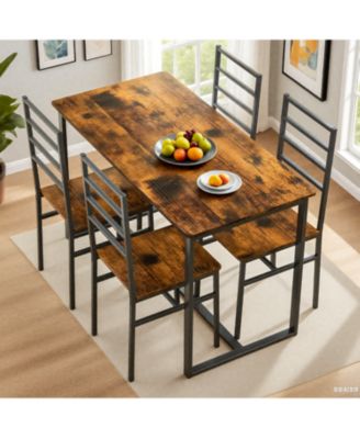Metal & Wood Dining Set for 4