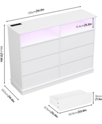 6-Drawer Modern Wide Wood Dresser, Large Chest of Drawers with Wide Top for Bedroom, Closet, Living Room, Hallway