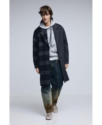 Men's Checkered bimaterial coat