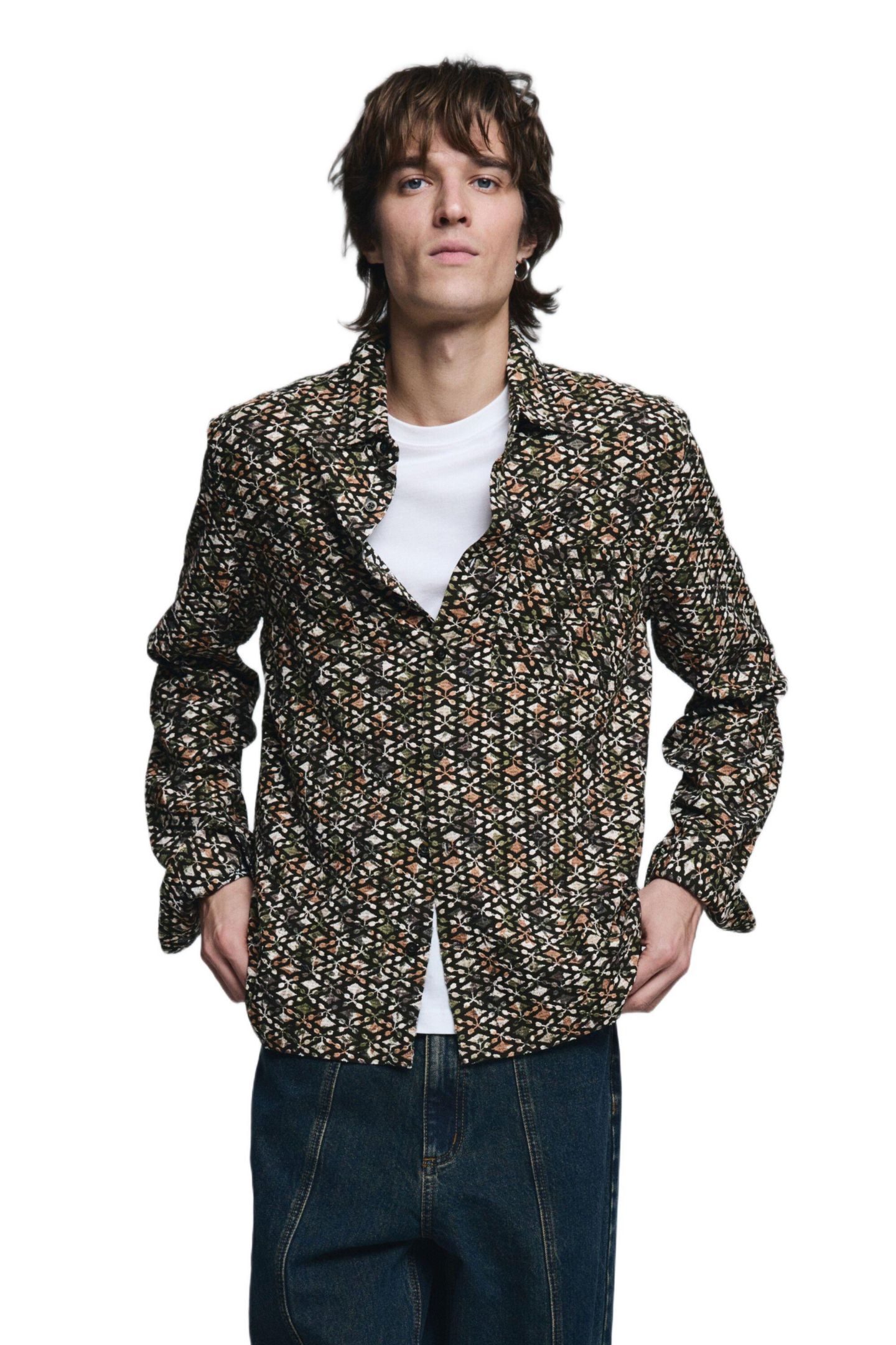 Мужская рубашка Desigual Shirt for men jacquard, цвет: Зелёный — фото 1