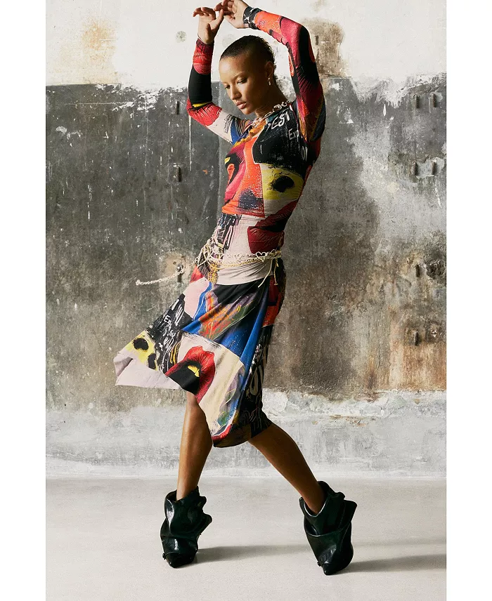 Women's Printed Dress With Lips - thumbnail 4
