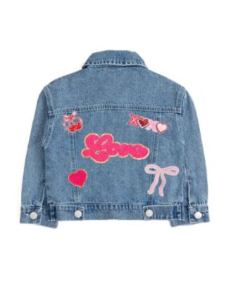 Little Girls Love Script Patch Valentine's Day Denim Jacket
