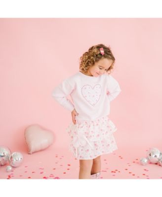 Toddler Girls Dainty Rose Pearl Heart Patch Sweatshirt