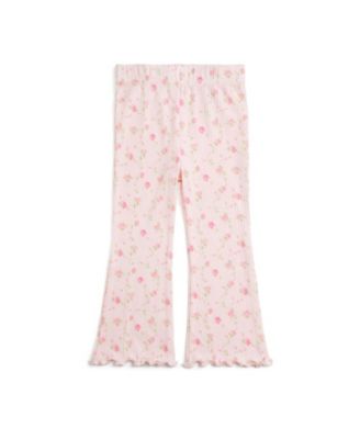 Little Girls Pink Rose Flare Legging