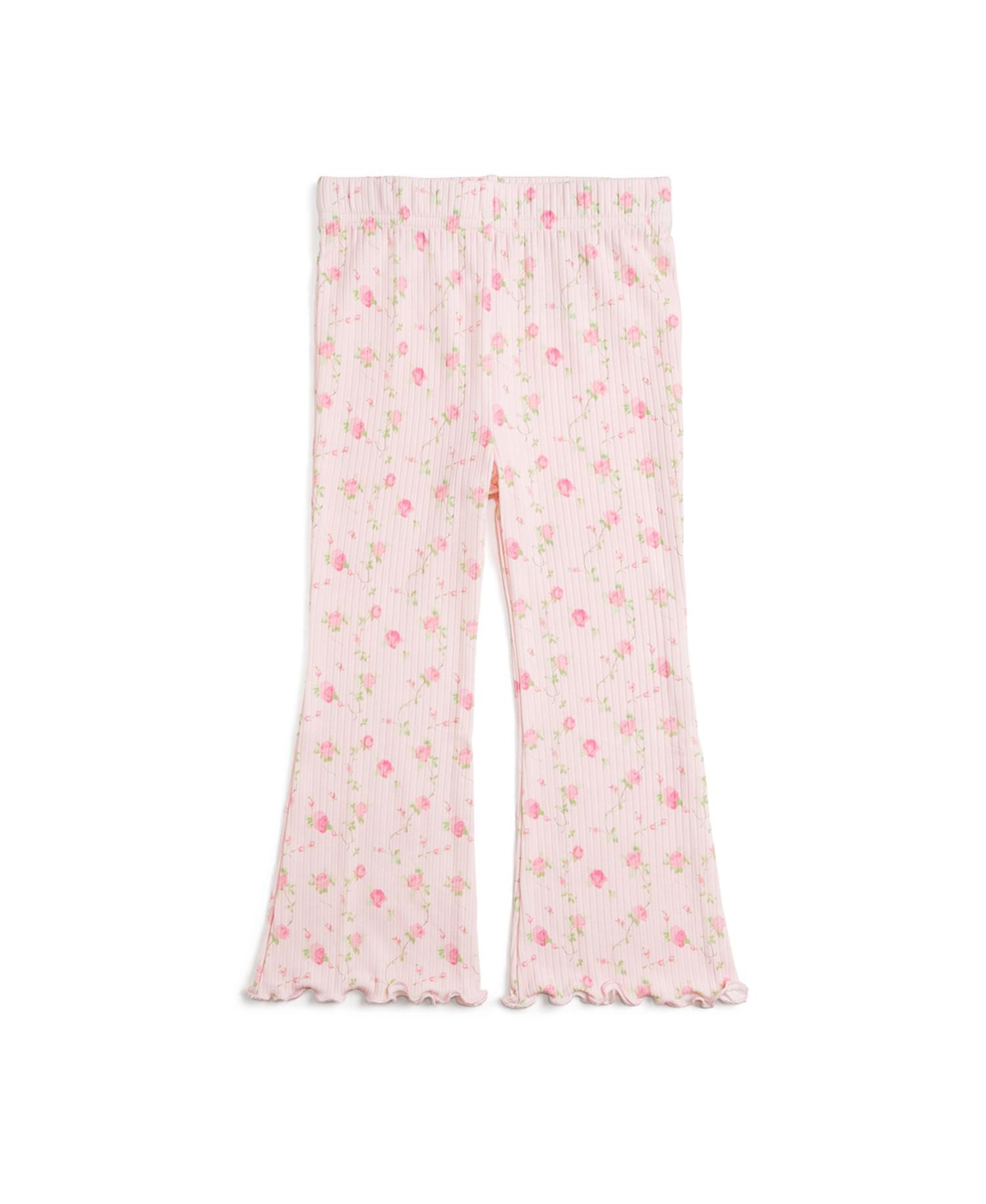 Little Girls Pink Rose Flare Legging