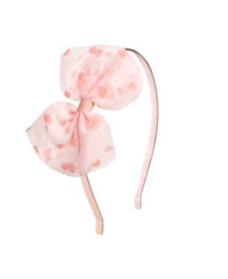 Little and Big Girls Flocked Heart Valentine's Day Tulle Bow Headband